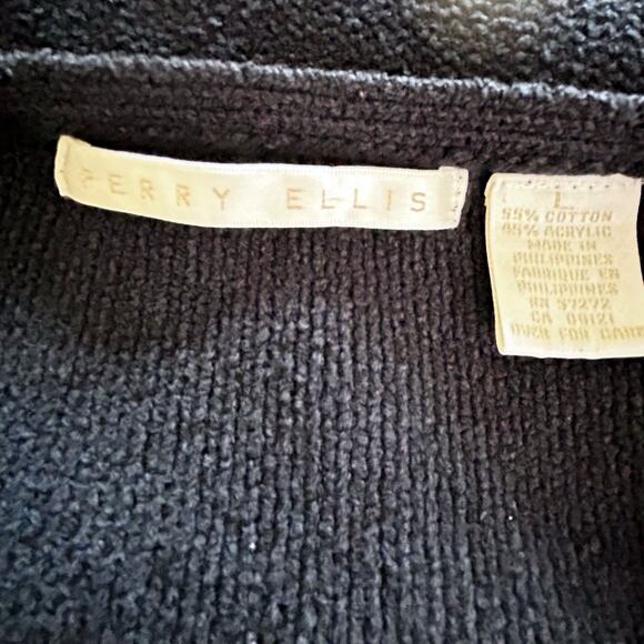 Perry Ellis Dark Black Boucle V-Neck Long Sleeve Pull Over Sweater - Picture 7 of 8